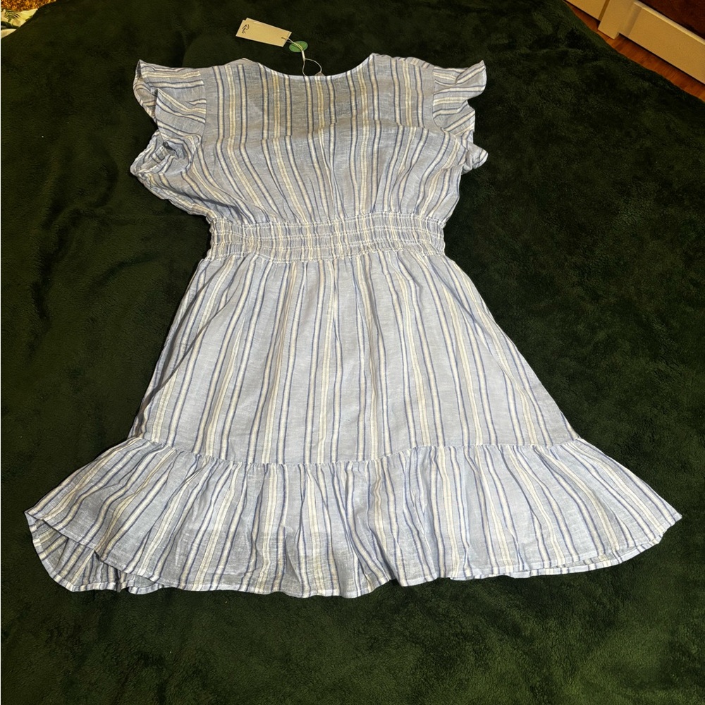 NWT XL Rails Tara Dress Napoli Stripe - linen blend, fully lined, flutter sleeve - Picture 6 of 6
